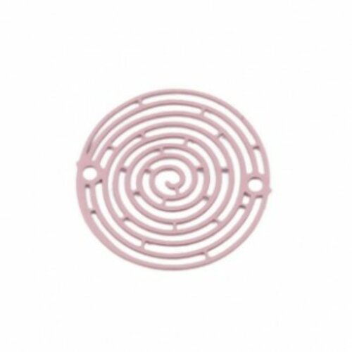 Ps110204936 pax de 10 estampes pendentif connecteur filigrane spirale 18mm métal couleur vieux rose
