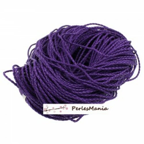 Pax 5m de cordon simili cuir tresse violet 3mm 130801184252v