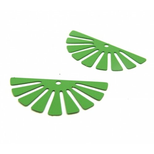 Ae11588 lot de 4 estampes pendentif filigrane demi soleil eventail vert 18 par 35 mm
