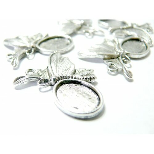 Lot de 10 pendentifs papillon féerique argent antique ref  a12244