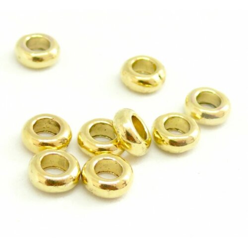 H11540y pax 50 perles intercalaires rondelles 7mm metal couleur dore