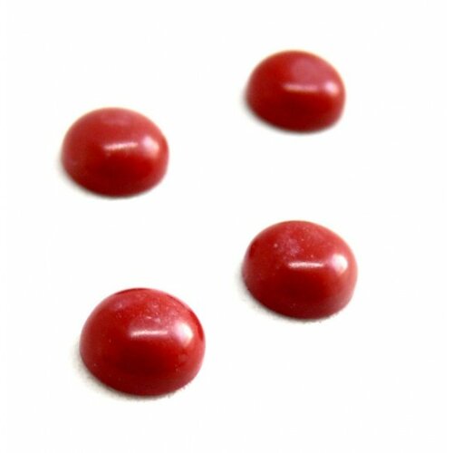 Hf50103 pax de 10 cabochons demi perle 6mm imitation corail