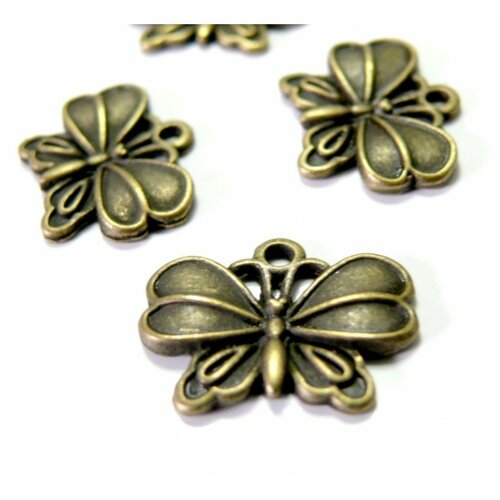 Lot de 20 pendentifs bronze papillon arty métal couleur bronze