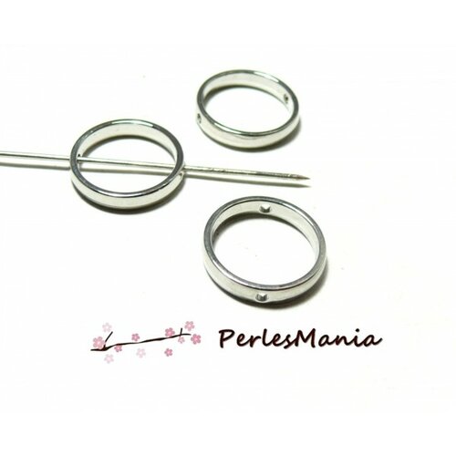 Ps110099382 pax 5 perles metal intercalaires cadre rond 18mm argent platine