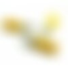 Ps110258986 pax 10 pompons breloque passementière 35mm suédine jaune canari embouts argent platine