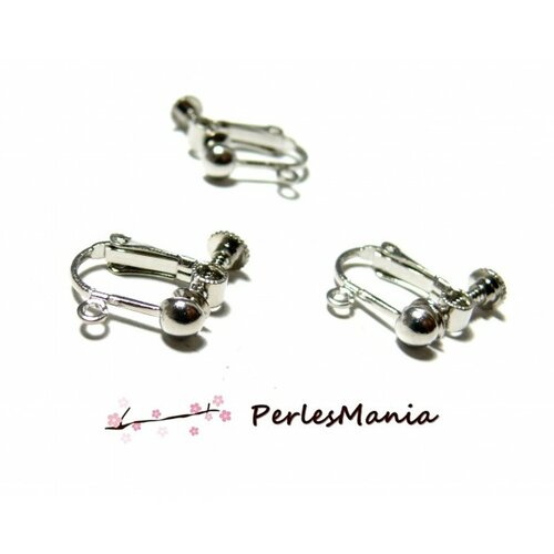 Ps11118533 pax 6 boucle d'oreille clip à vis avec attache cuivre couleur argent platine