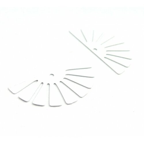 Ae11588 lot de 4 estampes pendentif filigrane demi soleil eventail blanc 18 par 35 mm