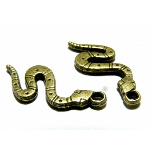 Lot de 20 breloques serpent  metal coloris bronze 2w5314 