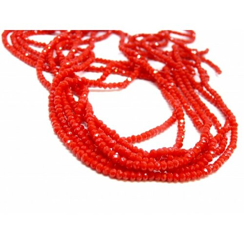 1 fil d'environ 200 perles rondelles verre facettée rouge 3 par 2mm hr1352 couleur 24