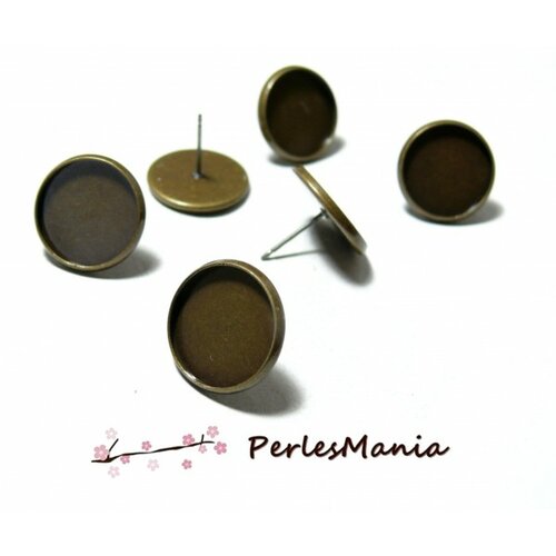 Pax 20 supports de boucle d'oreille puce laiton coloris bronze 10mm