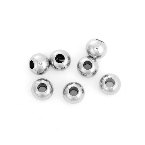 S110084306 pax 10 perles intercalaires rondes 8 mm en acier inoxydable pour bijoux