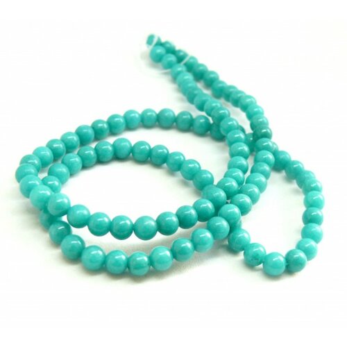 Hxs15 lot 1 fil d'environ 50 perles rondes jade mashan bleu canard 8 mm