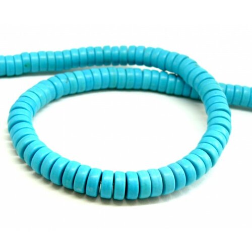 1 fil d'environ 170 perles rondelles howlite 4 par 2 mm bleu coloris 06