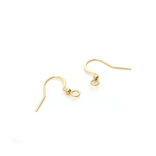 Ps110234486 pax 10 boucles d'oreille crochet  18 par 16 mm avec bille en acier inoxydable 304