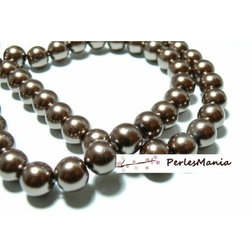 1 fil d'environ 210 perles de verre nacré cafe bronze 4mm pb47