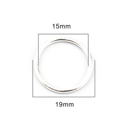 Ps11657665 pax 25 pendentifs anneaux connecteur fermé rond 19mm métal couleur argent vif