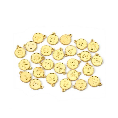 S110120208 pax 26 pendentifs breloques alphabet métal couleur doré