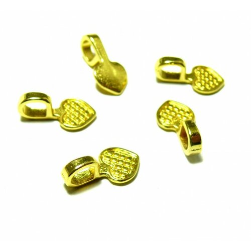 Ps1134160 pax 50 belieres a coller forme coeur 16mm metal, attache pendentif couleur doré