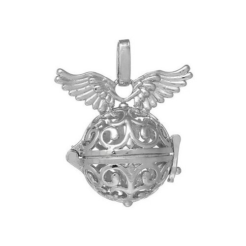 Ps1163071 pax 1 pendentif cage et perle bola nature harmony grossesse ailes d'ange 16mm couleur argent platine