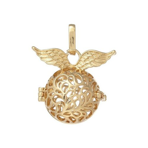 Ps1163076 pax 1 pendentif cage et perle bola nature harmony grossesse ailes d'ange 16mm couleur doré