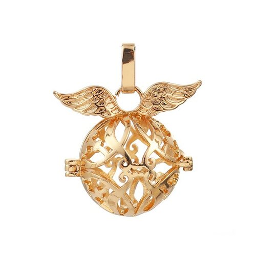 Ps1163079 pax 1 pendentif cage et perle bola nature harmony grossesse ailes d'ange 16mm couleur doré