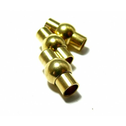 H112304 lot de 2 sets de fermoirs magnetiques colonnes cylindres couleur doré 4mm
