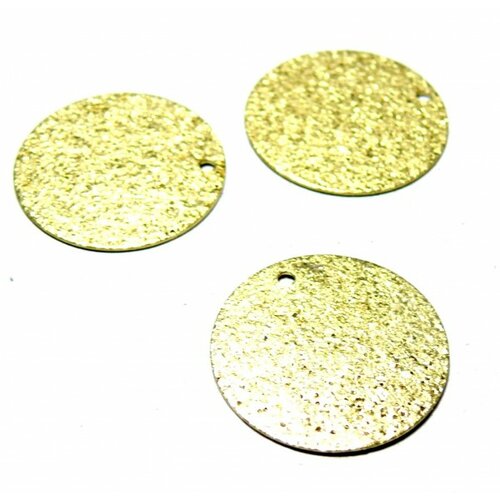 Ps1172901 pax 25 pendentifs medaille stardust effet pailllettes rondes 8mm cuivre coloris doré