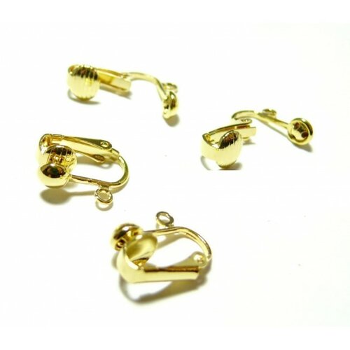 P141 pax 10 supports de boucles d'oreille clips dore avec attache pour création de bijoux