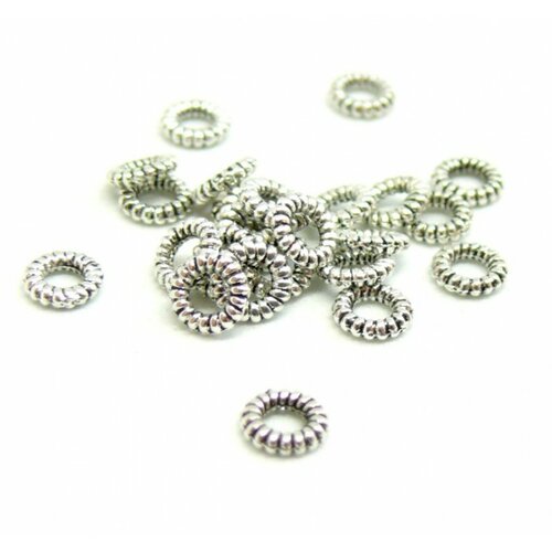 Ps110229113 lot de 250 perles intercalaires rondelles à stries 4 par 1mm métal couleur argent platine