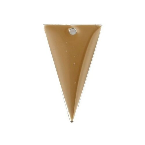 Ps11667939 pax 5 sequins résine style émaillés triangle cappuccino 22 par 13mm sur une base en métal dore