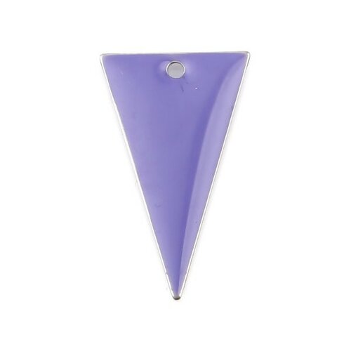 Ps11667945 pax 5 sequins résine style émaillés triangle violet clair 22 par 13mm sur une base en métal dore