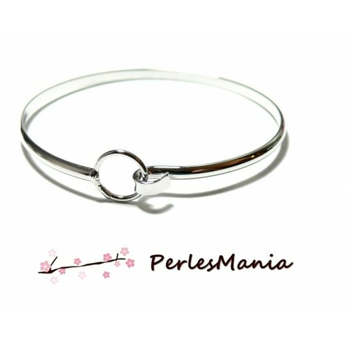 Bn1130324 pax 4 bracelets anneau rigide laiton coloris argent platine 65mm