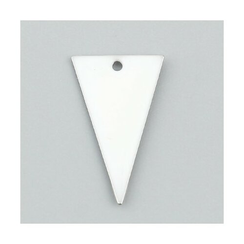 Ps11667953 pax 5 sequins résine style émaillés triangle blanc 22 par 13mm sur une base en métal dore
