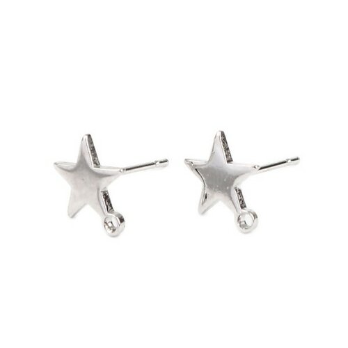 Ps11662620 pax: 2 paires de boucles d'oreille puce etoile avec attache metal coloris argent platine et embout plastique