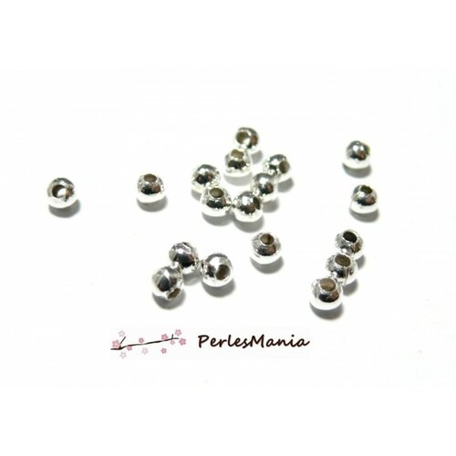 Pax environ 200 perles metal intercalaires rondes lisse 4mm métal coloris argent platine ref 72