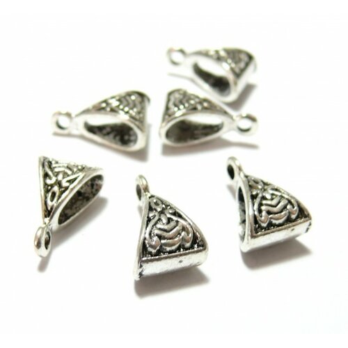 25 pendentifs bélières triangle predator 15 par 10mm metal argent antique ( s1130157 )