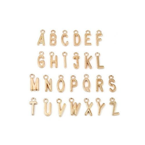 S110258222 pax 26 pendentifs breloques alphabet 16mm métal couleur doré