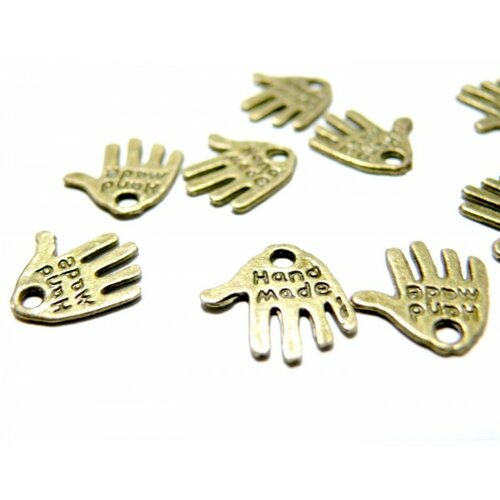 Lot de 20 pendentifs, breloques hand made fait main métal couleur bronze 2b2568