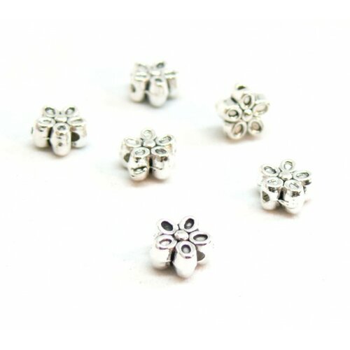 Perles intercalaires fleurs 7mm métal coloris argent antique ps1100080