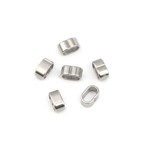 Ps110256623 pax: 10 perles intercalaire rondelle rectangle 10 par 5 mm acier inoxydable 304
