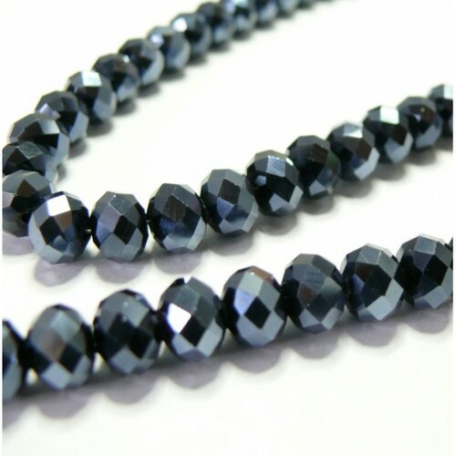 Le fil de 72 perles de cristal facetté gris foncé 5 par 8mm