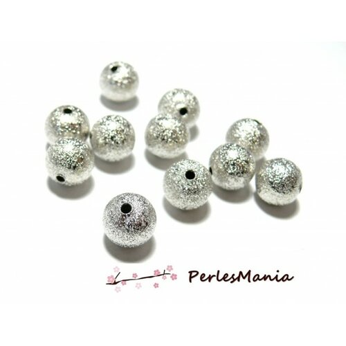 Ps1101303 pax 25 perles intercalaires stardust granitees paillettes 8mm cuivre couleur argent vif