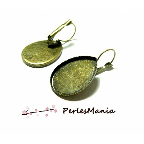S11668736 pax 10 boucle d'oreille dormeuse plateau goutte 18 par 25mm cuivre coloris bronze