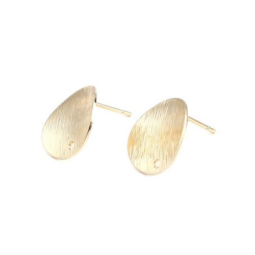 Ps11665525 pax: 1 paire de boucles d'oreille puce martelé 15mm avec trou metal coloris doré et embout plastique