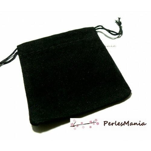 Ps1104065h pax 5 pochettes cadeaux velours rectangle noir 12 par 10 cm