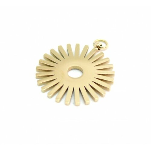 K1911021 pax 1 pendentif géométrique soleil 16mm en acier inoxydable coloris doré pour bijoux raffinés