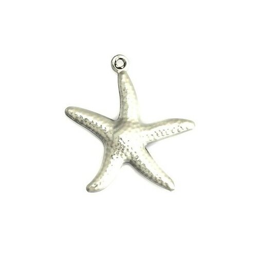 Ps110223378 pax 10 pendentifs etoile de mer 22mm en acier inoxydable coloris argent pour bijoux raffinés