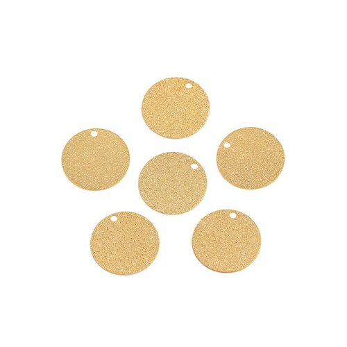 Ps110111024 pax 10 pendentifs medaille stardust effet pailllettes rondes 15mm cuivre coloris doré
