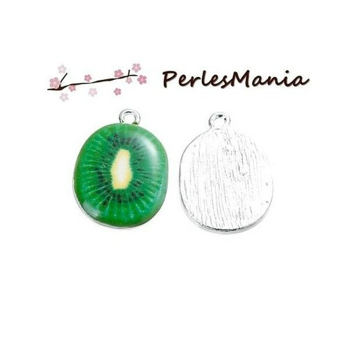 Ps1191796 lot de 2 pendentifs émaillés kiwi 26mm