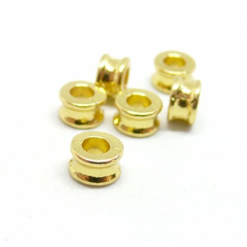 Ps110096648 pax 50 perles intercalaires rondelles forme osselet 6mm métal couleur doré